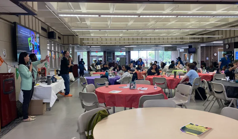 a photo of Student Life leading a game of Bingo in the Campus Center