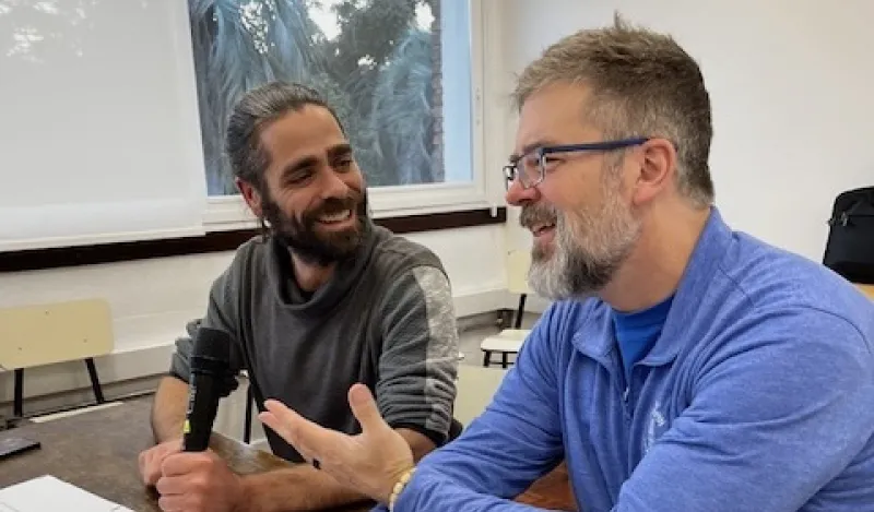 this is a photo of NHCC faculty, Mark Larson, (on the right), meeting with an administrator/employee from University of the Republic Uruguay. Mark visited the university in Montevideo to share Aikido of NHCC’s curriculum, so administrators may integrate it into their university. 