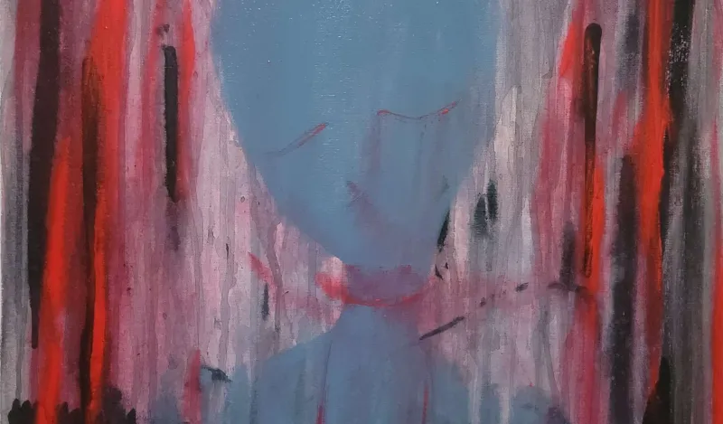 NHCC student, Savannah Ok, painting titled, Depravity. 