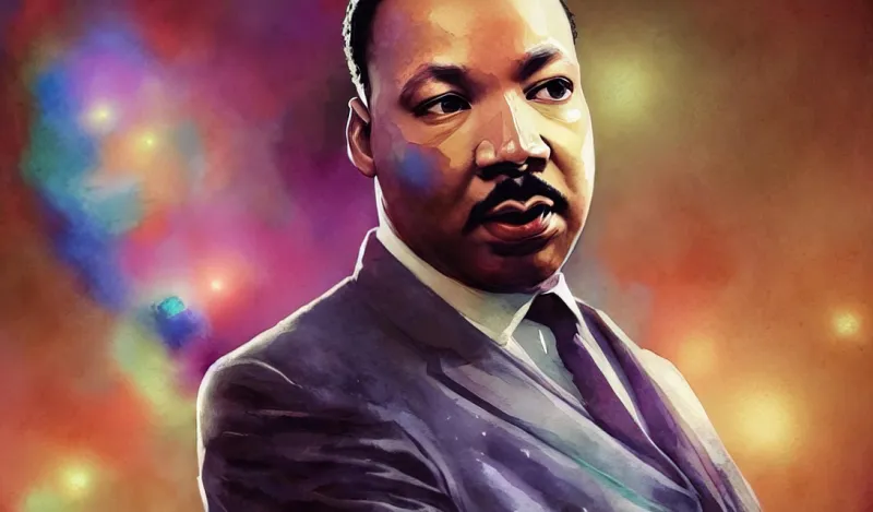image of Martin Luther King Jr. with a cosmic background 