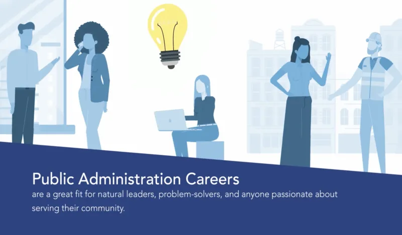 graphic with characters depicting professionals in work settings