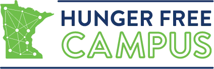 the words hunger free campus with an outline of the state of minnesota