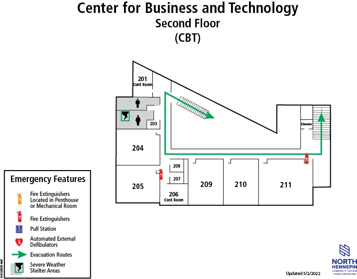 Center for Business & Technology Second Floor Map