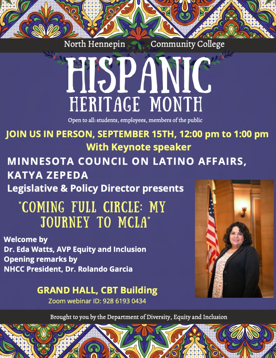 a graphic design flyer for our Hispanic Heritage Month 2022 events