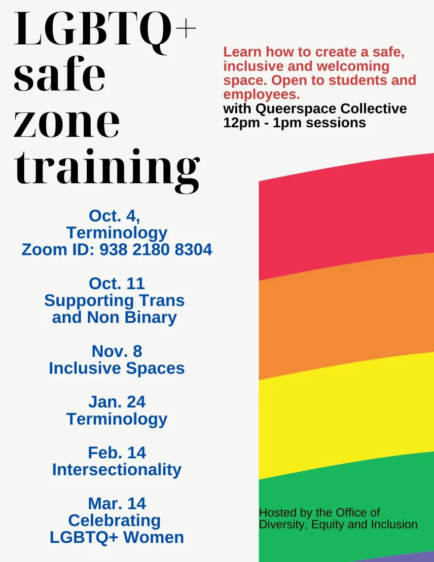 flyer for DEI's LGBTQ Safe Space events