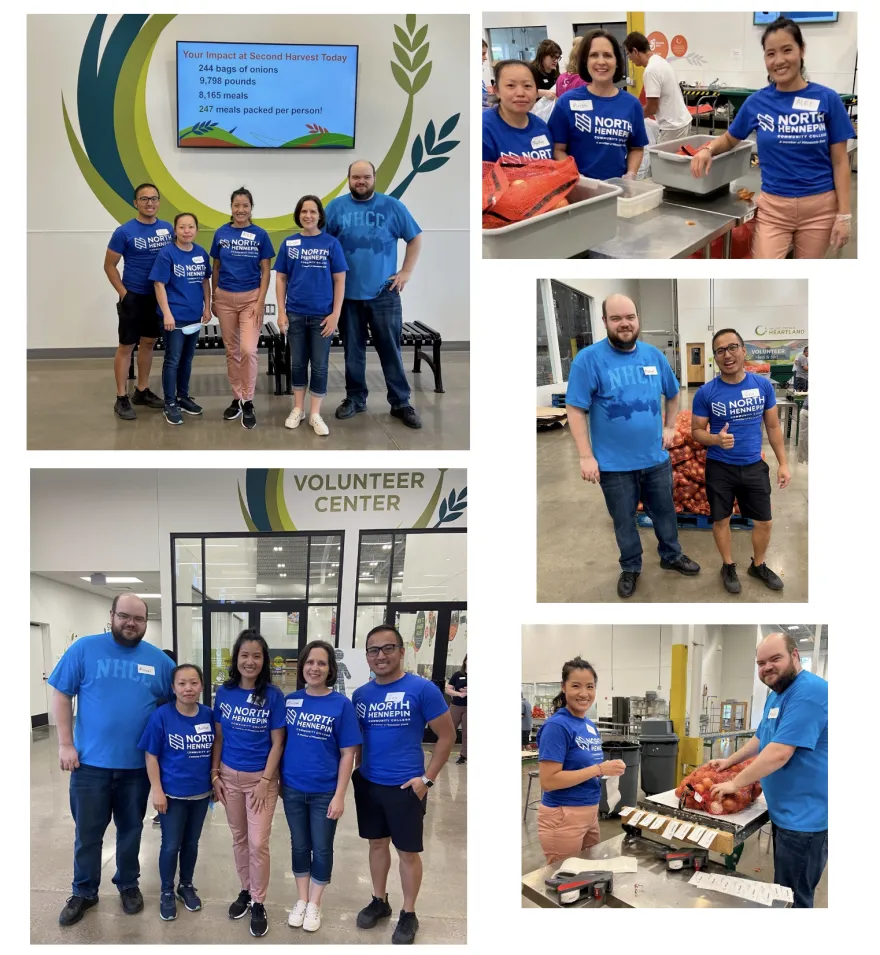 the NHCC financial aid team volunteering at Second Harvest Heartland