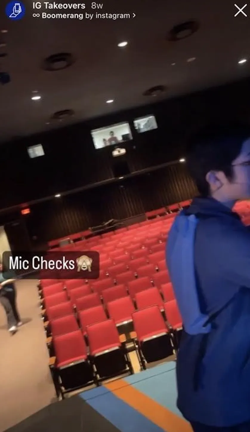 this is an IG story video of theater mics being checked 