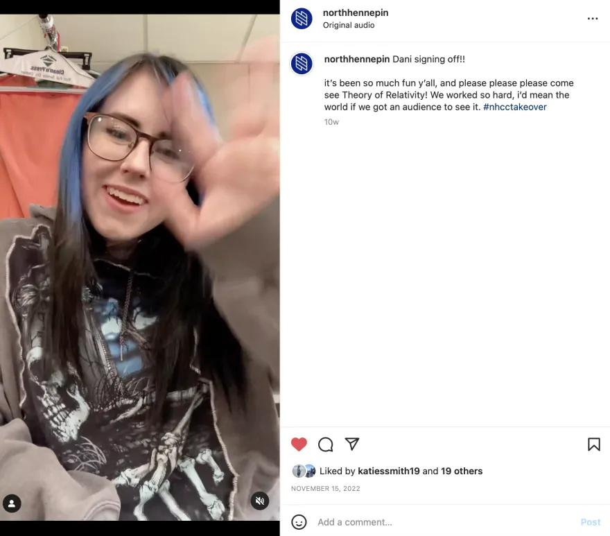 this is a video of a student cast member signing off of IG for the day