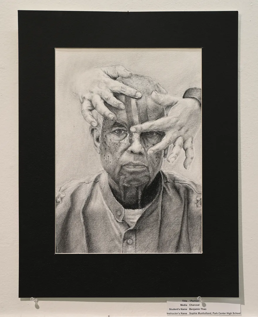 sketch of a man's head with two hands on it