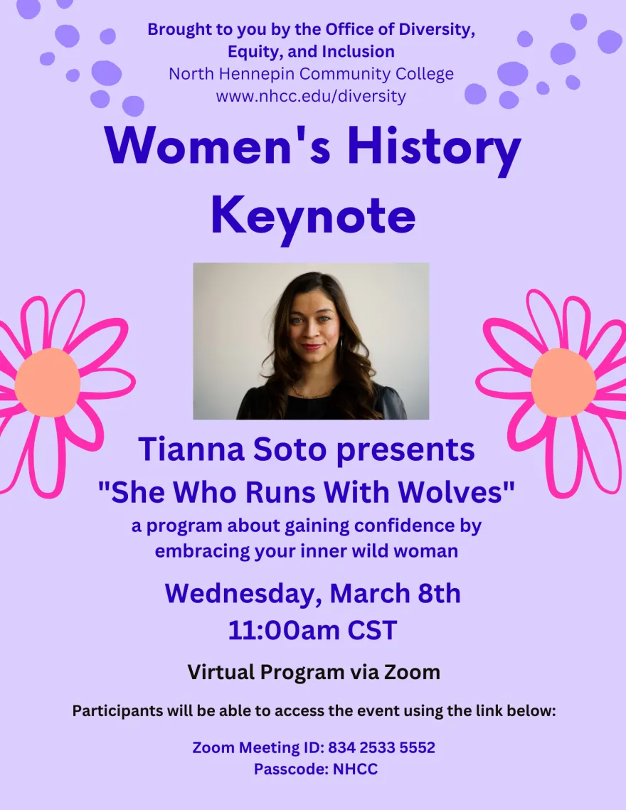 Flyer for Women's History Month presentation
