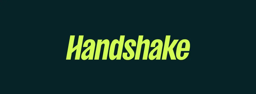 the text handshake in neon yellow with a dark green background 