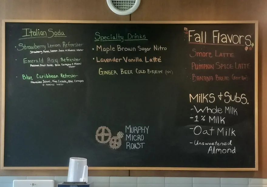 coffee shop menu