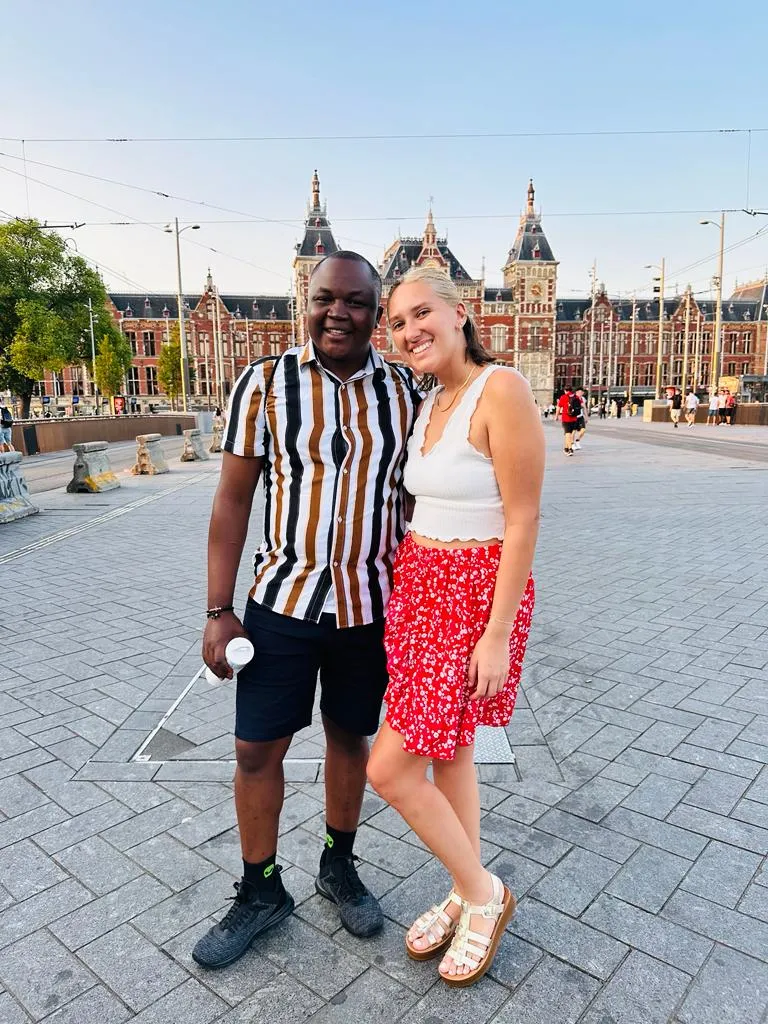 photo of NHCC student, Donald Agik and a fellow student in Amsterdam