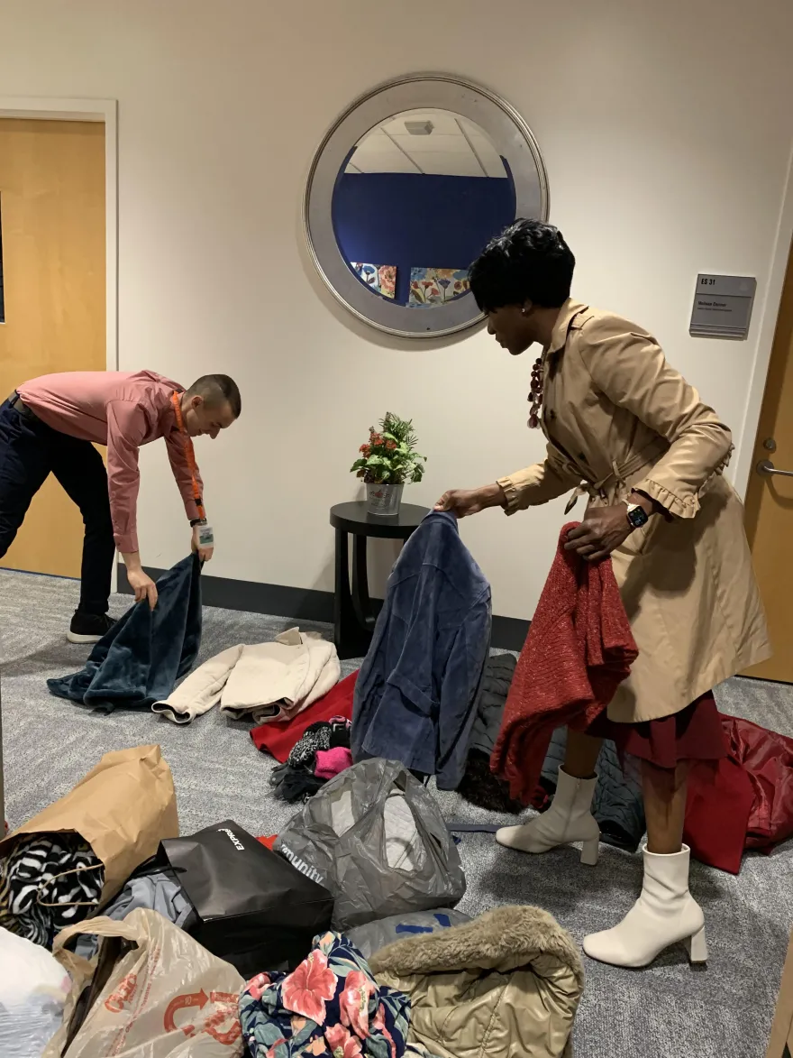 NHCC staff prepare winter items to be donated to the DAV 