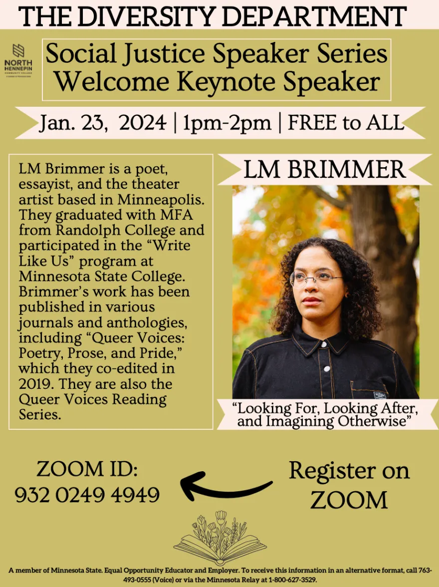 a flyer for a DEI webinar with author, LM Brimmer