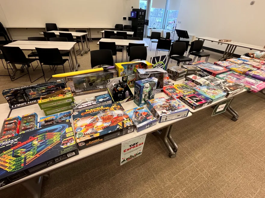 more toys on tables at the toy drive 