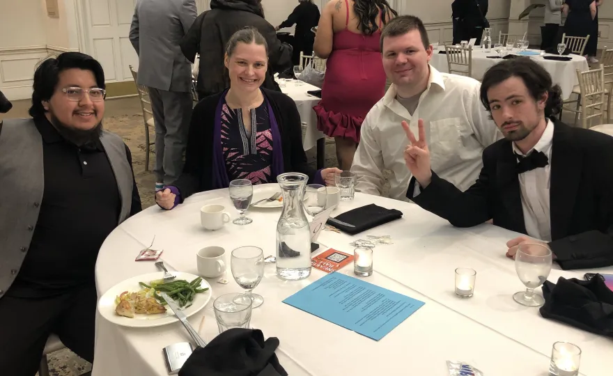 Students sitting together at the banquet 