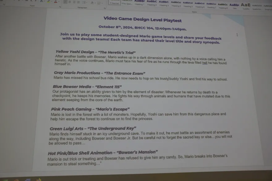 a photo of the video game offerings that students created