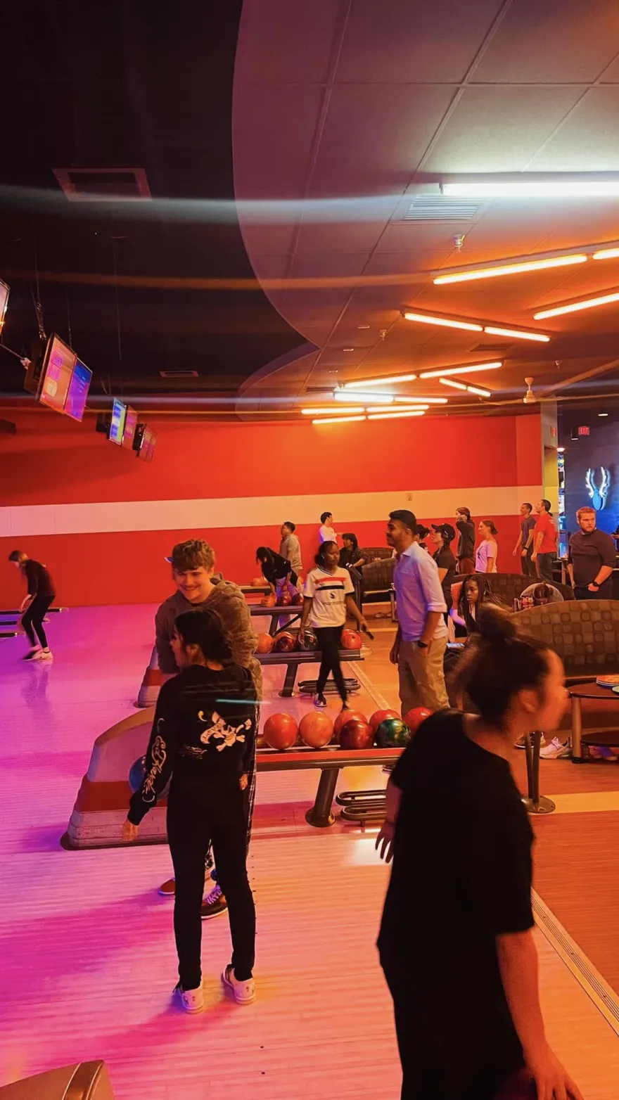 a photo of a group of NHCC students bowling at Bowlero in Brooklyn Park 