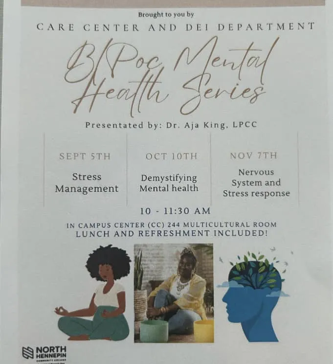 BIPOC Mental Health Series event information from the start of fall 2024 semester. All events are now finished. 