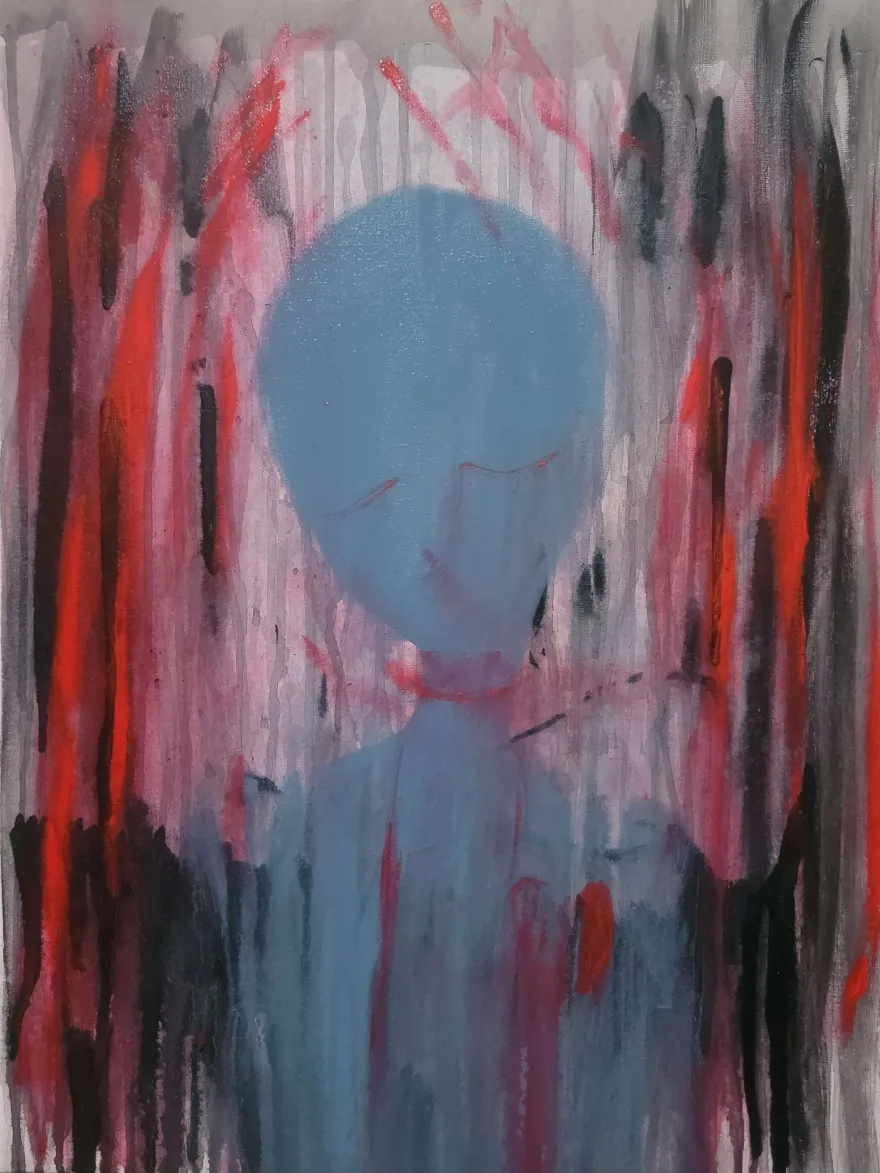 NHCC student, Savannah Ok, painting titled, Depravity. 