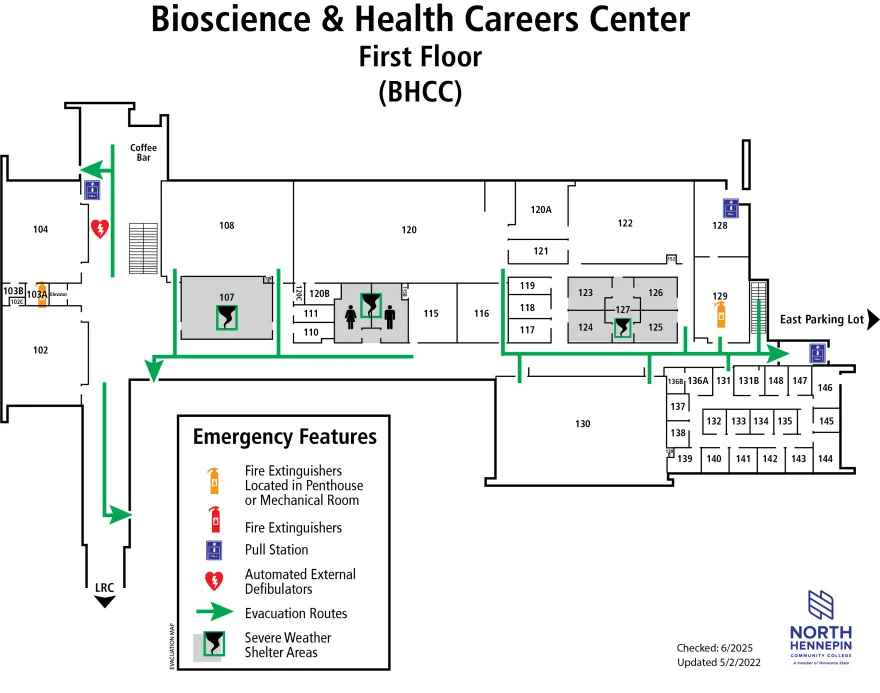 map of BHCC First Floor
