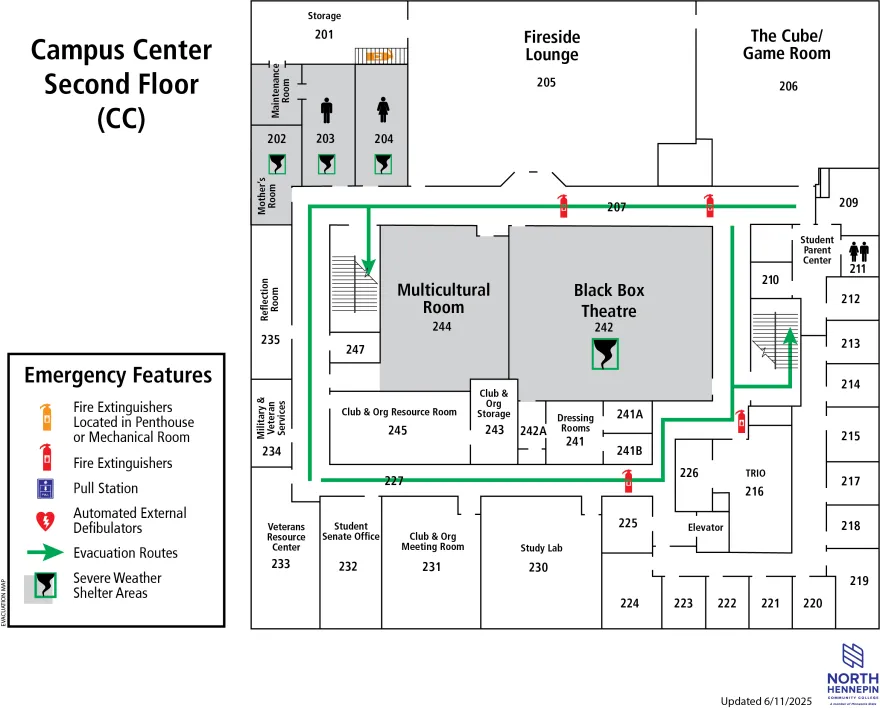 map of Campus Center Second Floor