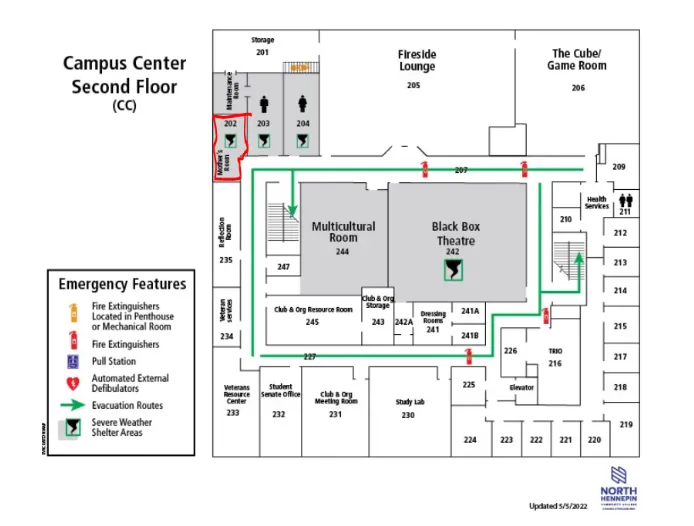 map showing the location of the mother's room 