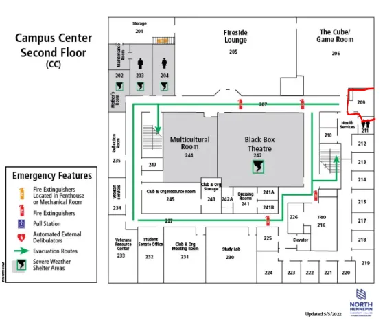 map showing the location of the parent study room 