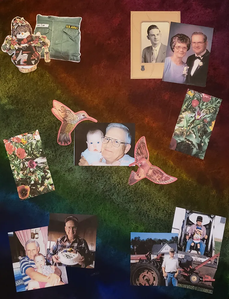 this is a mixed media piece created by NHCC student, Jacquelyn Barry, titled, My Grandpa, for the 2026 Spring Capstone course. 
