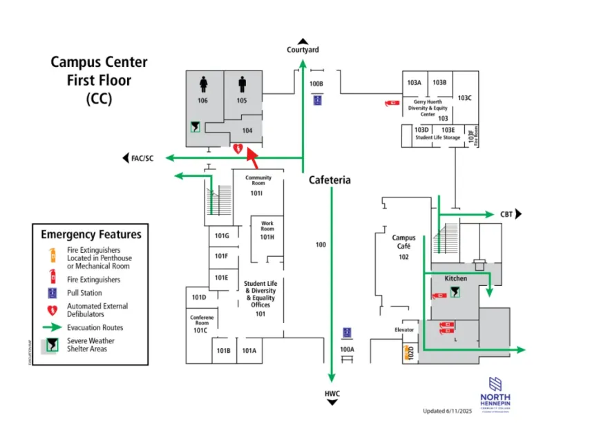 this is a map of NHCC's Lactation Rooms. 