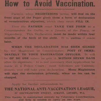 An old paper with heading "How to Avoid Vaccination."